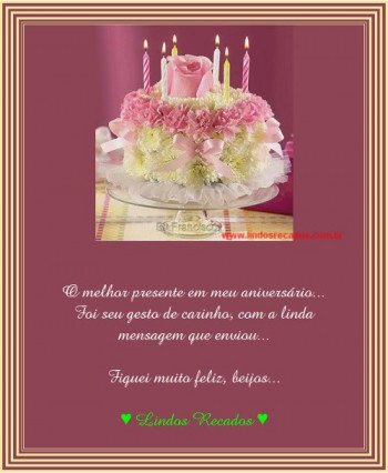 <b><center>Aniversário  Agradecimento</b></center>