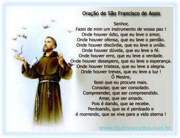 <b><center>Oração de São Francisco de Assis</b></center>