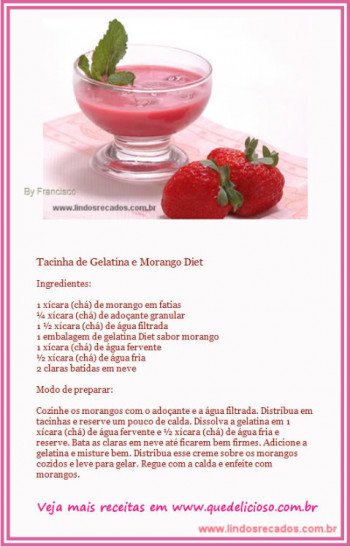 <b><center>Tacinha de gelatina e morango diet</b></center>