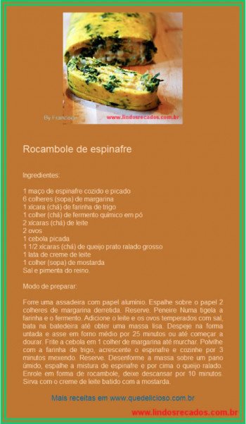 <b><center>Rocambole de espinafre</b></center>