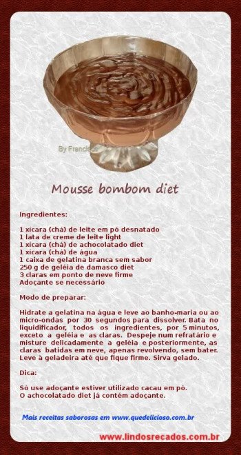 <b><center>Mousse bombom diet</b></center>