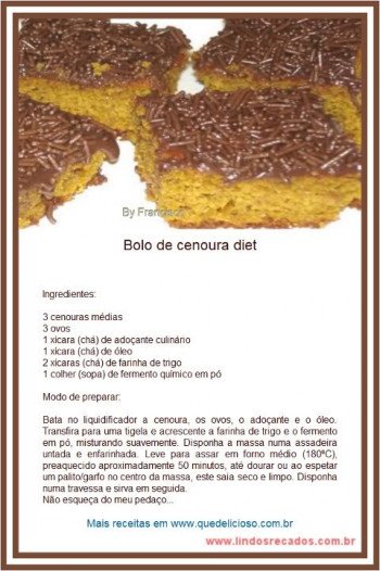 <b><center>Bolo de cenoura diet</b></center>