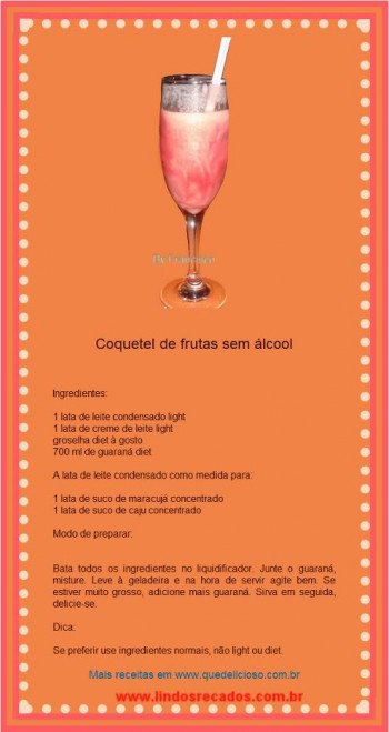 <b><center>Coquetel de frutas sem álcool</b></center>