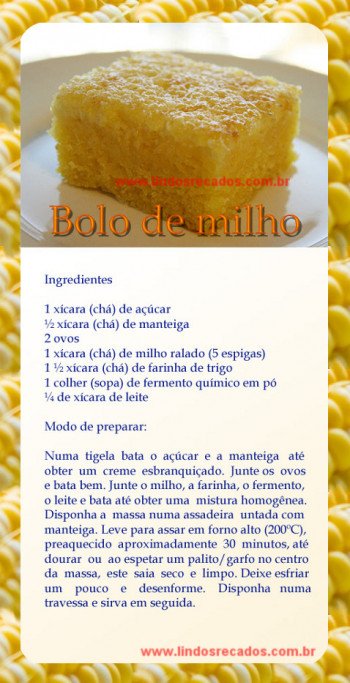 <b><center>Bolo de Milho</b></center>