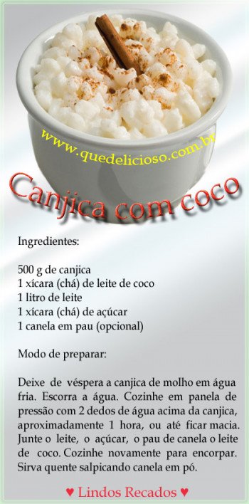 <b><center>Canjica com coco</b></center>