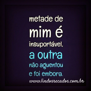 <b><center>Metade de mim é insuportável...</b></center>